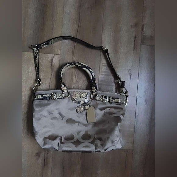 Coach K1176 18650 Signature Madison Satin Satchel Shoulder Hand Bag Python Brass - Picture 2 of 8